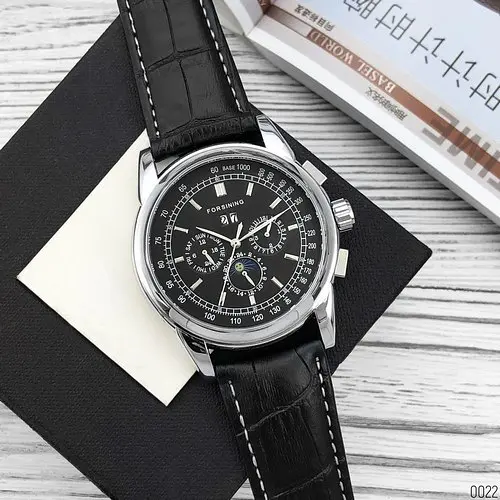 Наручний годинник чоловічий 319 Чорний-Срібний-Чорний Forsining acs0031394 - фото 2