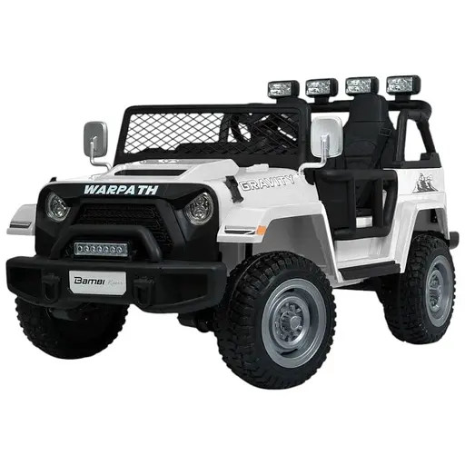 Электромобиль детский Bambi Джип Racer M 6108EBLR-1 24V с двухместным сиденьем из экокожи белый