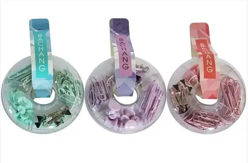 Набір канцелярський пастельний, скріпки, біндери, кнопки, 12 наборів (В асортименті) - фото 2