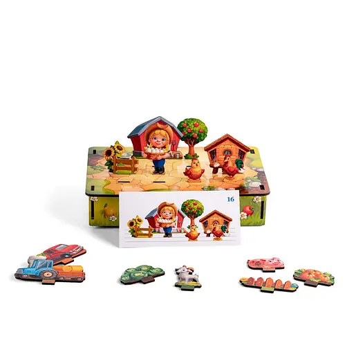 Развивающая игра "Панорама Ферма" Ubumblebees (ПСФ130) PSF130 с карточками - фото 1