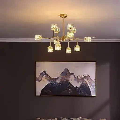 Светодиодная люстра Рубик 8913 (Золотистая) на 12 плафонов - фото 3