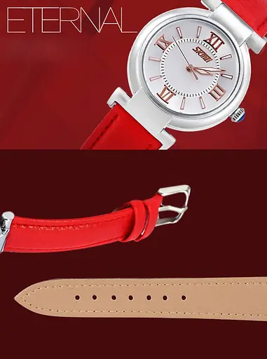 Женские классические часы Skmei 9075 Elegant (Красный) - фото 7