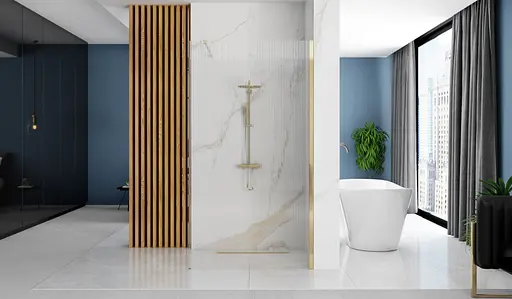 Душова стінка Rea Aero 120 intimo brushed gold REA-K4127, прозорий, золотий - фото 4