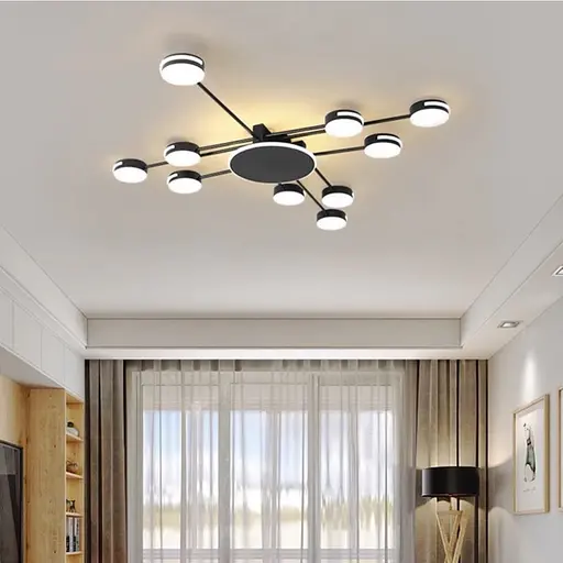 Люстра LED в чорному корпусі на 10 плафонів | Line F | Арт. R88/10 BK - фото 1