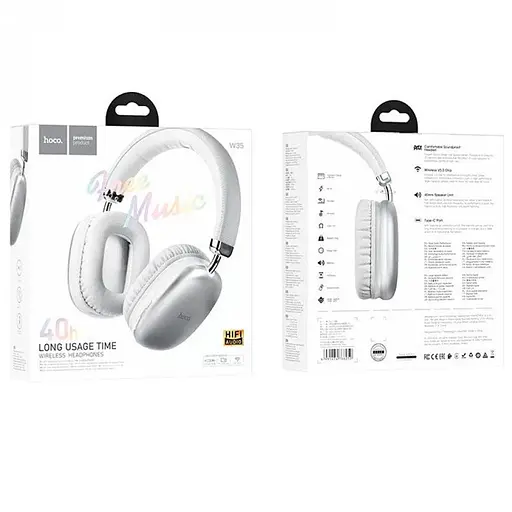 Накладные беспроводные наушники Hoco W35 Срібний - фото 4