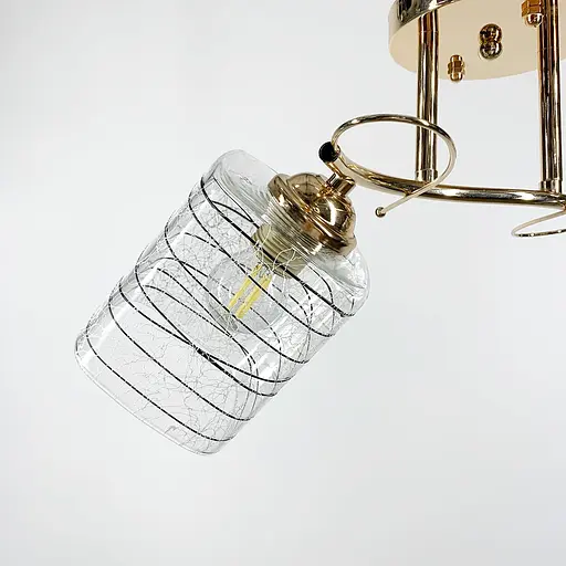 Золотая люстра на 2 плафона с черно-белыми узорами | Line F | Ст. 9513/2 GD - фото 4