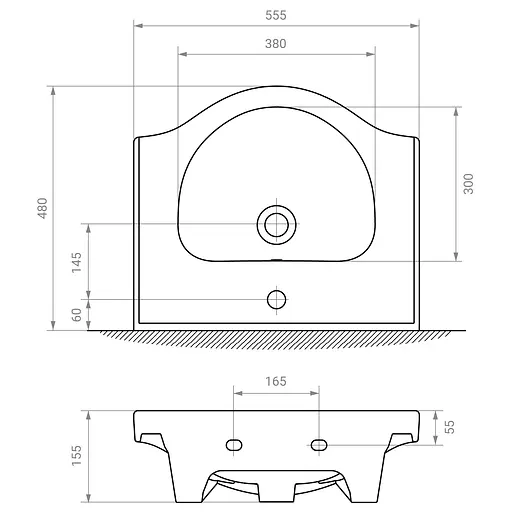 Тумба для підлоги RJ Aster-L з умивальником RJ Lotus RZJ200 55 см Сірий RJFU035-0155GRSET(RJFU035-0155GR + RZJ200) Сірий - фото 3