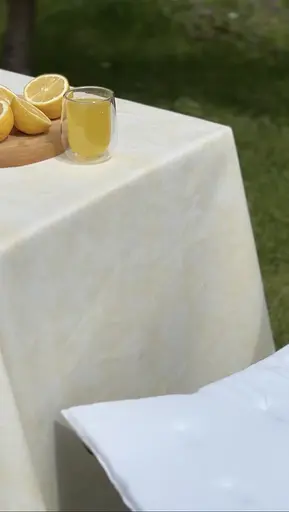 Водоотталкивающая скатерть Мрамор песочный 150х120 см - фото 3