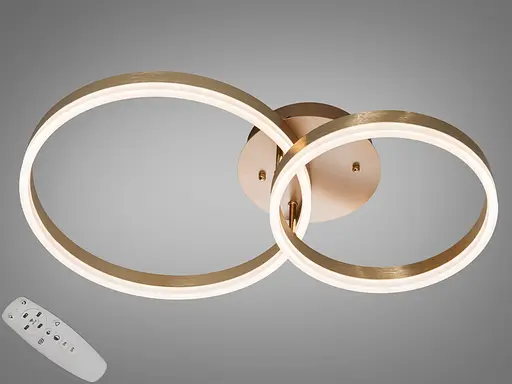 Стельова LED люстра кільця золото 50W пульт 9м² - фото 1