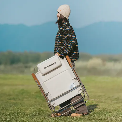 Крісло складане з регульованим нахилом Naturehike CNK2550JJ012 вуглецева сталь (Бежевий) - фото 4