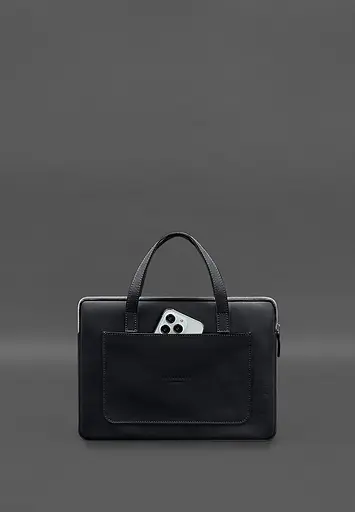 Кожаный чехол BlankNote с ручками для ноутбука 13 дюйм Черный - фото 3