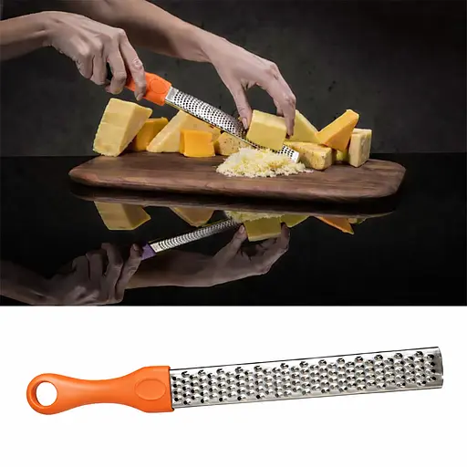 Тертка кухонна ручна дрібна для сиру шоколаду та цедри лимона з неіржавкої сталі 27.5 см Жовтогарячий Помаранчевий 88228 - фото 2