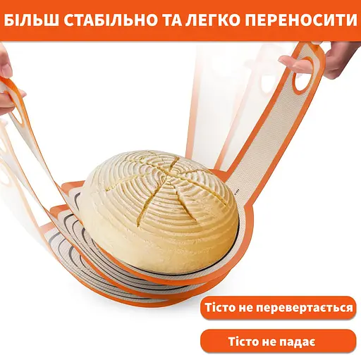 Силіконова стрічка-підкладка (килимок-слінг) для випікання хліба, тіста або кексів у духовці та аерогрилі (3 штуки в комплекті), Kitchen Master Помаранчевий 87925 - фото 3