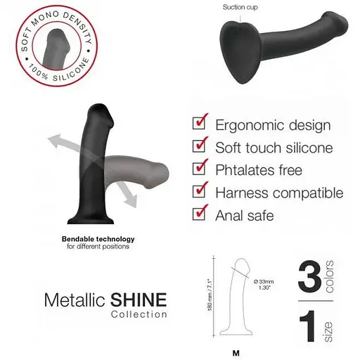 Насадка для страпона Strap-On-Me Mono Density Dildo Violet M, диам. 3.3 см - фото 5