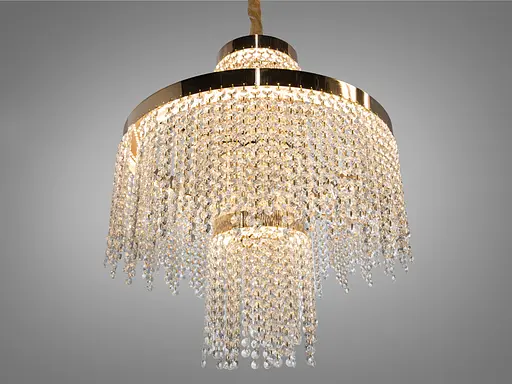 Кришталева люстра LED 376 золотиста з двома рівнями підвісок - фото 3