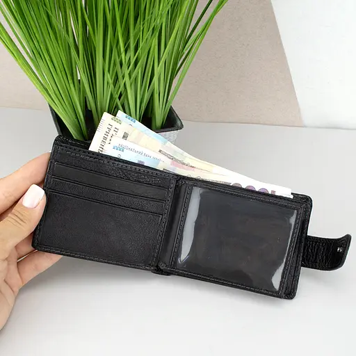 Кошелек мужской кожаный Ricco Grande 1077 черный небольшой - фото 2