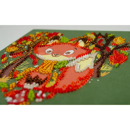 Набір-міні для вишивання бісером "Рудий лисеня" AM-243 15х15 см - фото 3