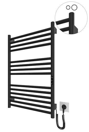 Электрический полотенцесушитель HF Greenwich 770x530 black matte 6.1.0302.06.BM, Черный матовый, универсальное (коннектор), Электронный - фото 1