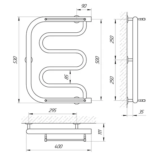 Водяна рушникосушка Laris Фокстрот П 400x500 71207448, Хром - фото 2