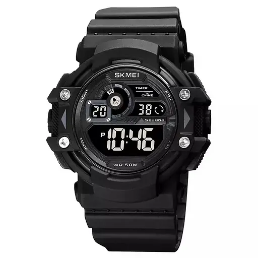 Мужские спортивные наручные часы Skmei 1778 (Черные с черным циферблатом)