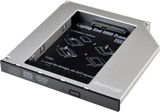 Адаптер Grand-X HDC-25N (12.7mm) для підключення SSD/HDD 2.5” у відсік приводу ноутбука SATA/mSATA - фото 1