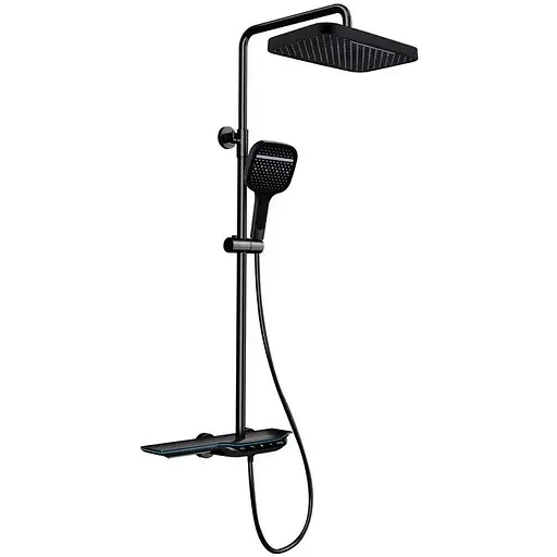 Душова система з термостатом Mixxus Premium Space-009-J Black з кнопковим перемиканням MI7011, Чорний матовий - фото 1