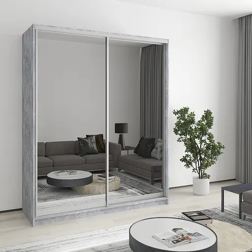 Шафа-купе дводверна MebelStar Комбо AL 2 Дзеркала 170x45x210 см Бетон (MBS-2788)