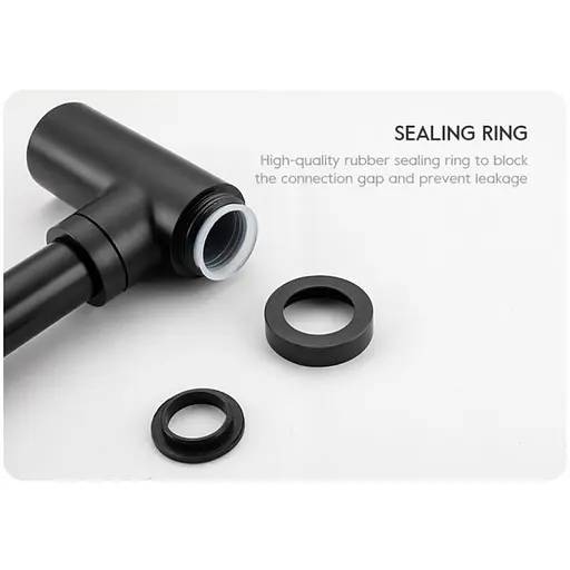 Напівсифон для умивальника Frap F82-7 під донний клапан, латунь, чорний, Чорний матовий - фото 2