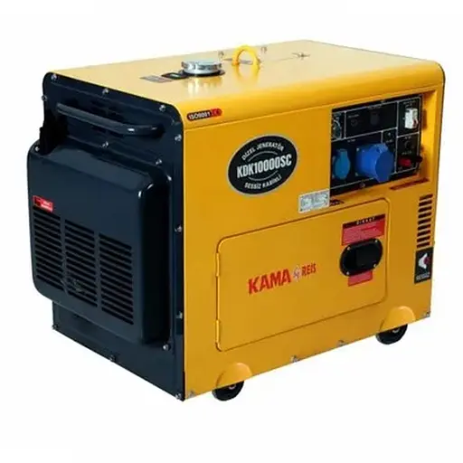 Генератор дизельный KDK10000SC, 1-фазный 230V, 50Hz, 9.4kVA/7.5kW, бак 30 л, расход 2 л/ч, пуск: стартер, 850x550x720 мм, 192 кг
