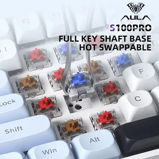Клавіатура ігрова Aula S-100 PRO Wireless White-Black ENG/UKR Red Switch Hot-Swap USB, 2.4G, Bluetooth - фото 8