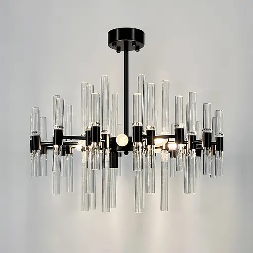 Розкішна чорна люстра із скляними паличками Ø 55 см | Арт. MJ 139/10 BK | Line F - фото 4