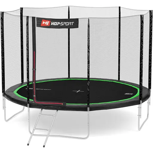 Батут Hop-Sport 12ft (366см) чорно-зелений з зовнішньою сіткою