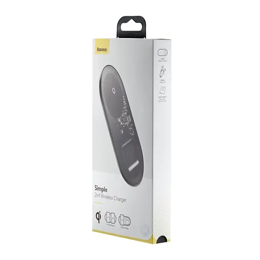 Бездротовий зарядний пристрій Baseus 2-in-1 Wireless Charger For Phone Watch Pods 15W crystal WXJK-A01 - фото 4