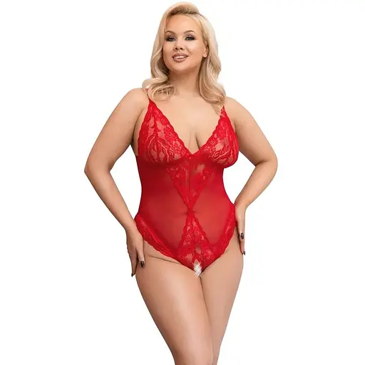 Боді Cottelli Curves otwarte 2XL (червоний)