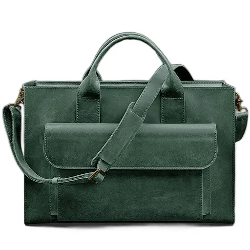 Шкіряна сумка для ноутбука та документів Універсальна зелена Crazy Horse - фото 7