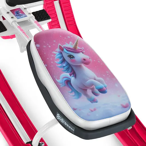 Снігокат MS 1778-10 Unicorn: Низька рама, м'яке сидіння з екошкіри 45х21см (2 положення), кермо, металопластик, біло-рожевий - фото 5