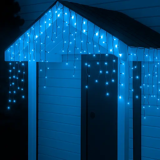 Новорічна гірлянда вулична Бахрома GarlandoPro 6 м 105 LED білий провід Синє світло 6МWBL - фото 3