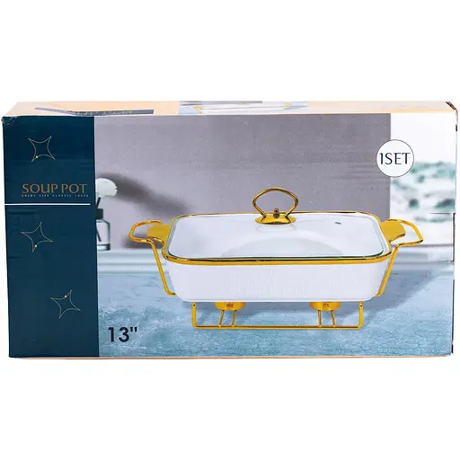 Мармітниця  Yiwuпорцелянова прямокутна 1 л біла HP1013 - фото 6