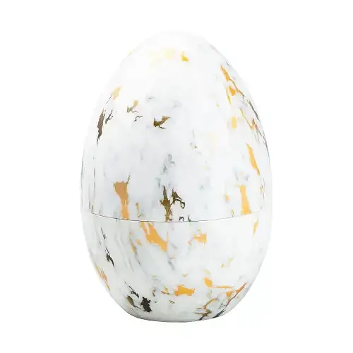 Набор столовых приборов TS Kitchen Белый мрамор на 6 персон из нержавеющей стали золотые 24 штуки в яйце - фото 2