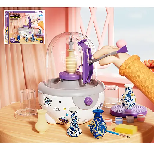 Набір для творчості, гончарне коло, глина, фарби, інструменти