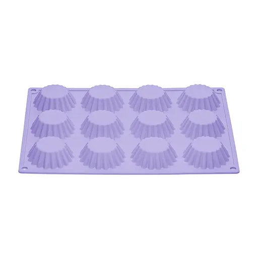 Форма силіконова на планшеті для випікання кексів та мафінів на 12 комірок 28x21.5 см, Kitchen Master Бузковий 86877 - фото 4