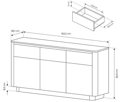 Комод Perfect Home Торро / Torro 3D3S/163 3-дверный с 3 ящиками Дуб кремона/черный (PFH-091415) - фото 3