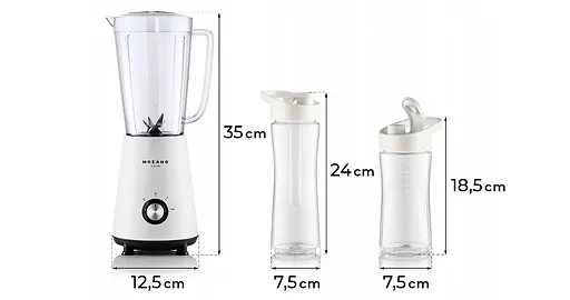 Портативний блендер 3 в 1 Mozano Nutri Sport 450Вт Білий 3 ємності в комплекті - фото 3