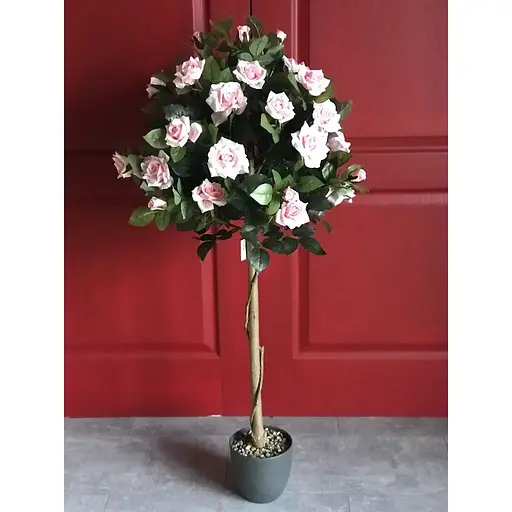 Троянда штучна висока на штамбі 120 см у горщику ніжно-рожева - фото 3