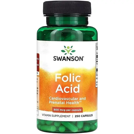 Фолієва кислота Swanson Folic Acid 800 mcg, 250 капсул
