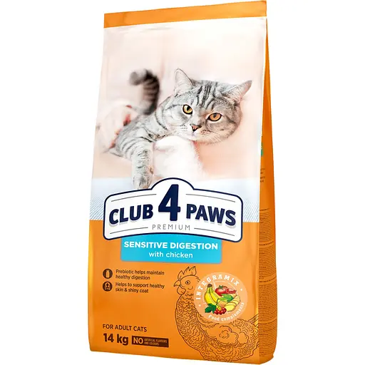 Сухой корм для кошек с чувствительным пищеварением Club 4 Paws Premium 14 кг (B4630901)
