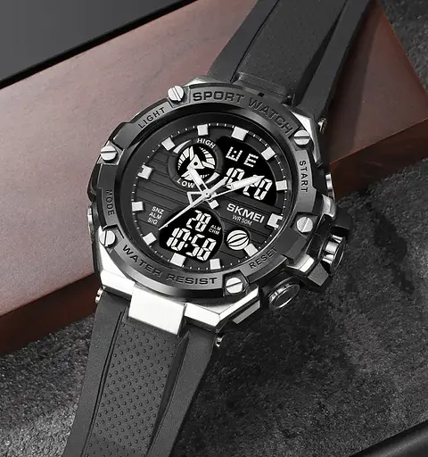 Годинник чоловічий наручний спортивний Skmei 2119 (Чорний з сріблястим) - фото 4