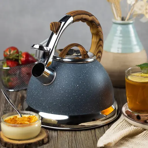 Чайник со свистком Edenberg EB-8852 с мраморным покрытием 3 л серый - фото 3