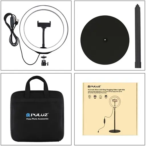 Кольцевая USB LED лампа Puluz PKT3039 10.2"+ настільне креплення 140 см - фото 5