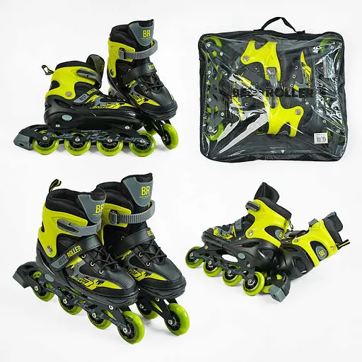 Роликові ковзани Best Roller, розмір 38-42, PU колеса, жовтий, 61150-L